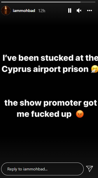 The rapper blames the show promoter for his ordeal.