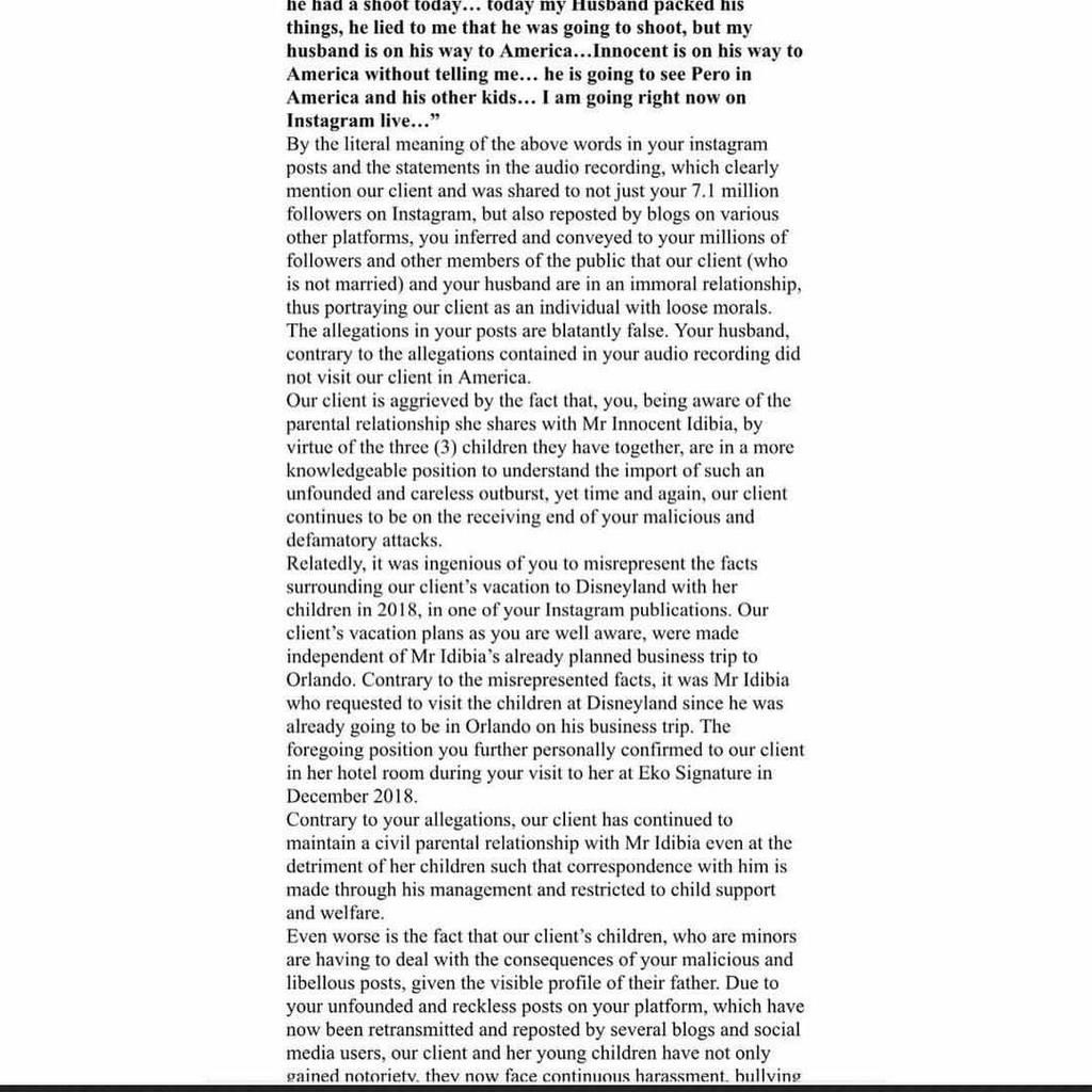 2Face Idibia's baby mama Pero files suit against Annie Idibia, demands N500M and apology