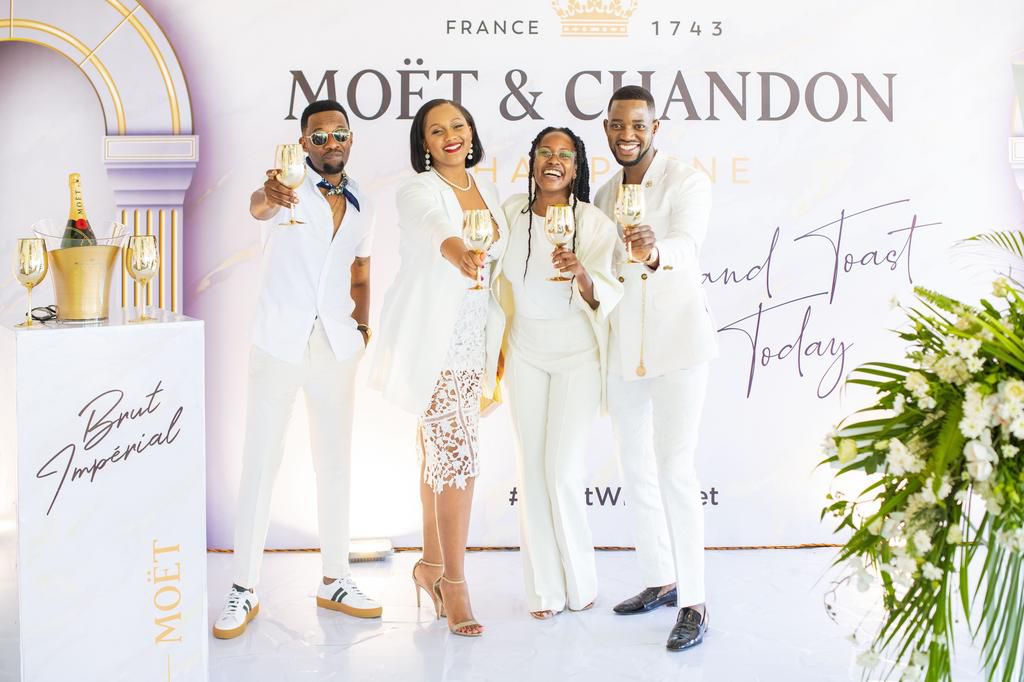 Tanzania @bdozen, @brigitte alfred, @pietaru and @riopaul  toasting Moët Grand Toast to Today