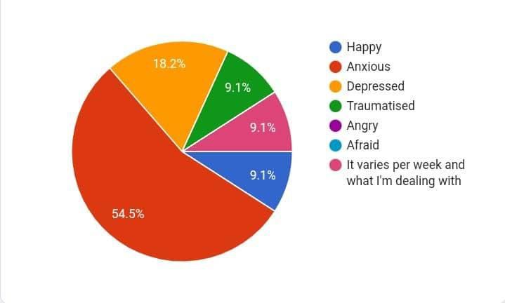 Pie chart showing that most young people are anxious