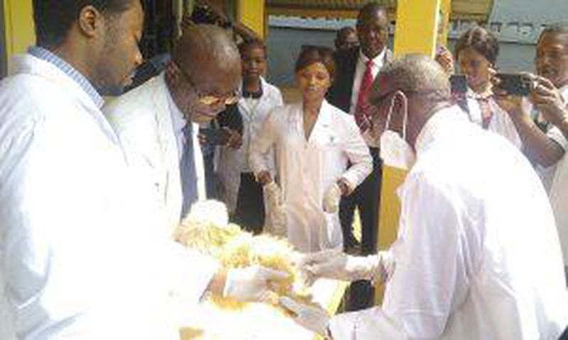 Mr Ben Agama, Permanent Secretary, Delta Ministry of Agriculture and Natural Resources vaccinating a dog during a flag off of the 2021 Annual Anti-Rabies Awareness and Immunization at the State Government Veterinary Clinic, on Thursday in Asaba  Pix by...