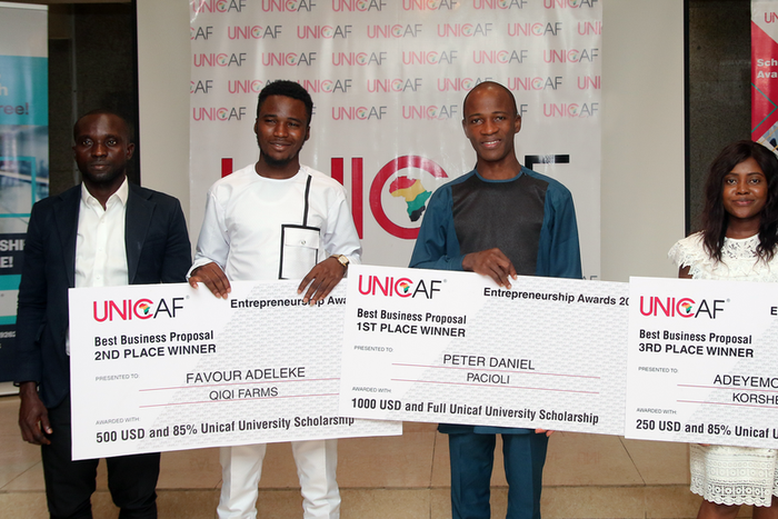 L-R:  5th Place Winner, Godswill Nmeakor; 2nd Place Winner, Favour Adeleke;1st Place Winner, Peter Daniel; 3rd Place Winner, Adeyemo Blessing.