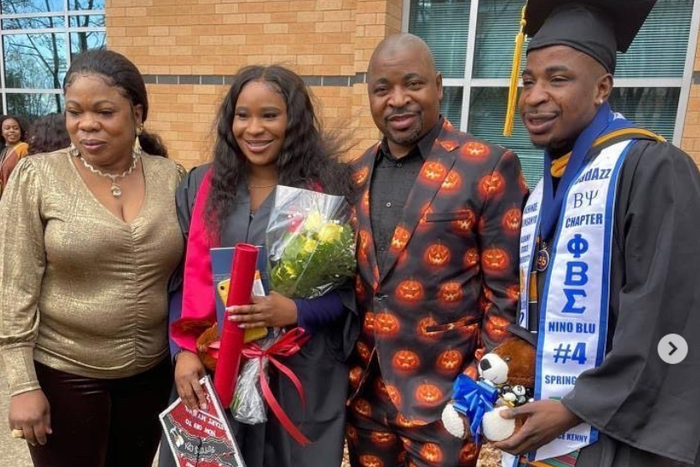 MC Oluomo and his children celebrate their graduation (Instagram: MC Oluomo)