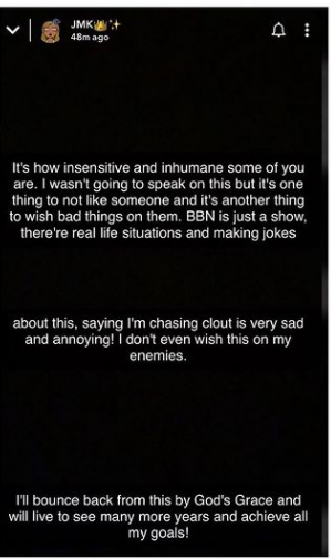 The reality TV star says she is not using the incident to chase clout.