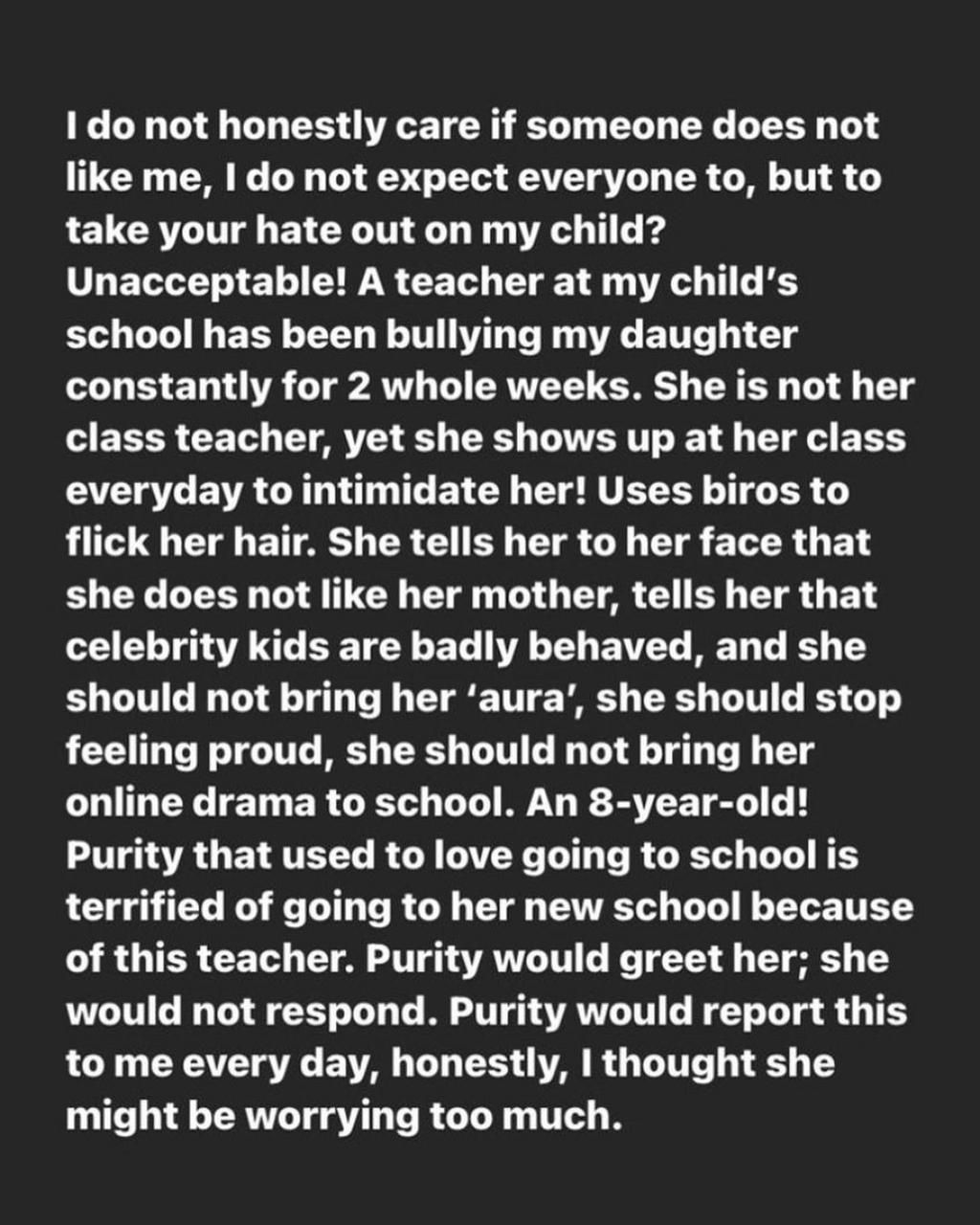 Mercy Johnson Okojie slams her daughter's teacher for allegedly bullying her child