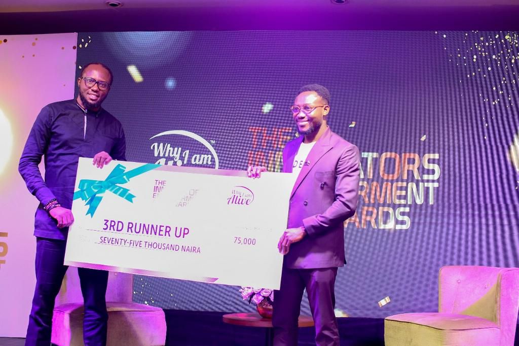 Why I Am Alive Initiative hosts innovators empowerment and awards, 4 Nigerian startups funded, Hanu Fejiro Agbodje receives award