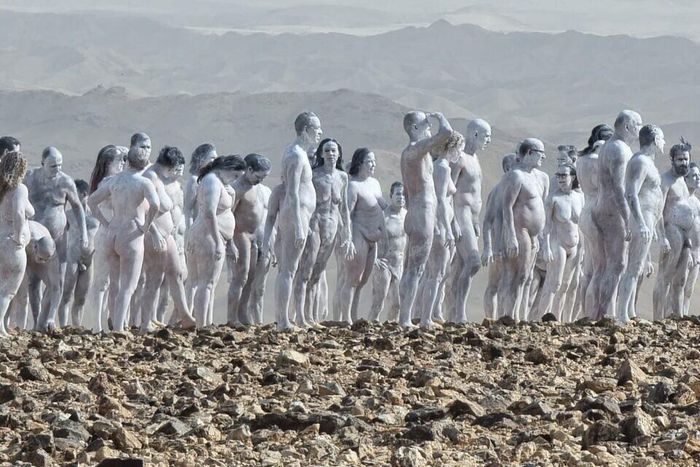 Over 200 pose naked for art installation at Dead Sea. [timesofisrael]
