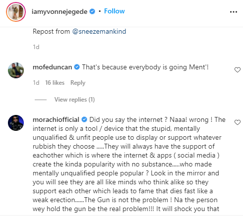Jegede's post received a lot of reactions from her celebrity friends and fans on social media.