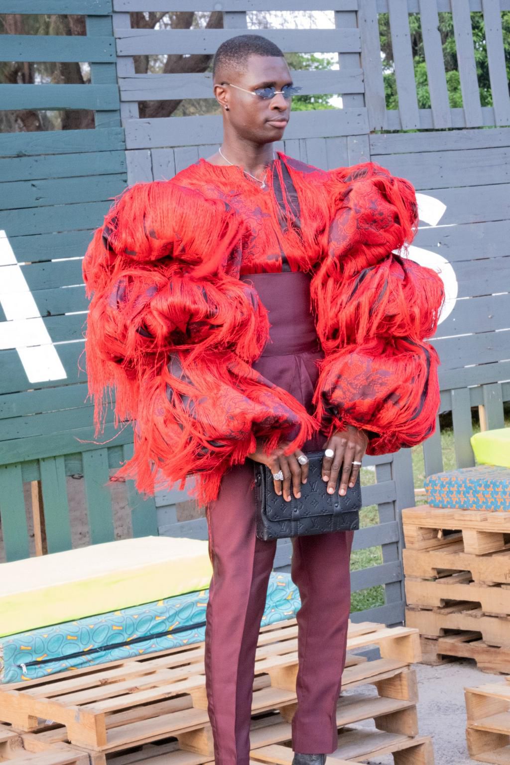 Guests at Lagos Fashion Week in dramatic sleeves [stephentayo/vogue]