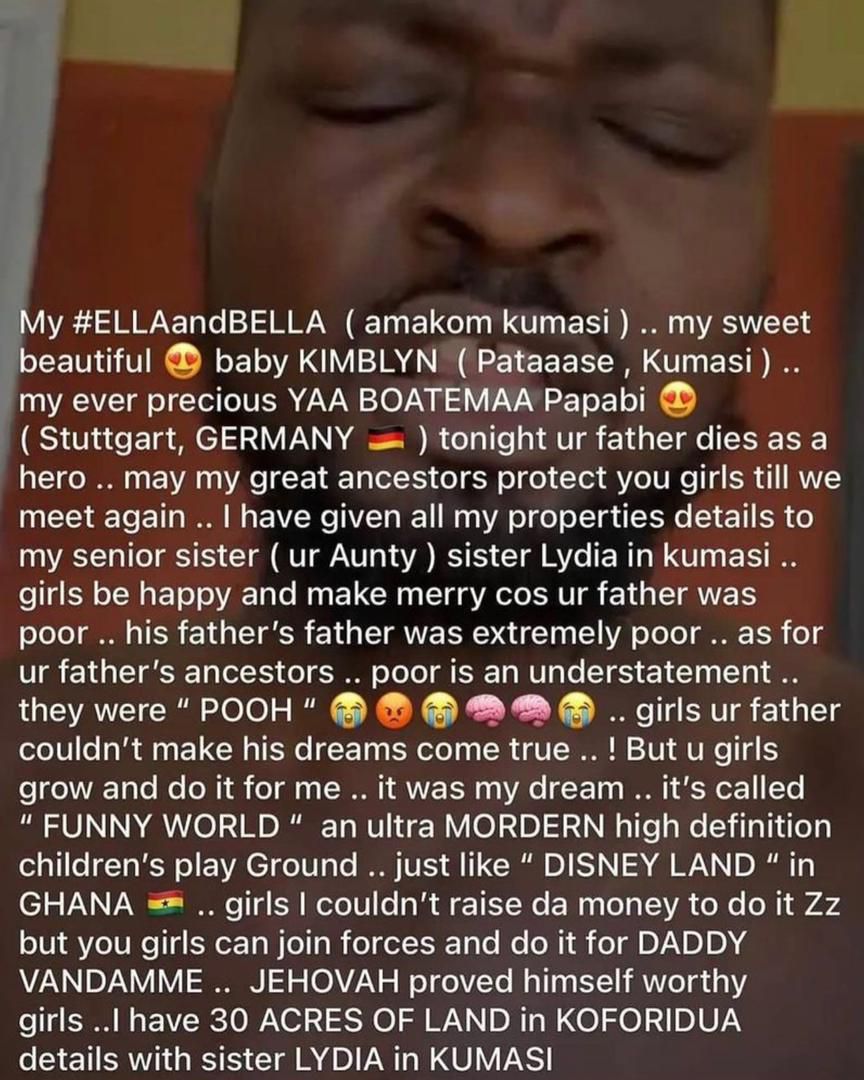 Funny Face leaves suicidal note for his children with message from Qwik Loan (SCREENSHOT)