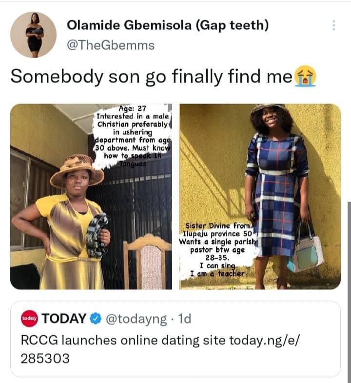 Twitter reaction to RCCG dating site