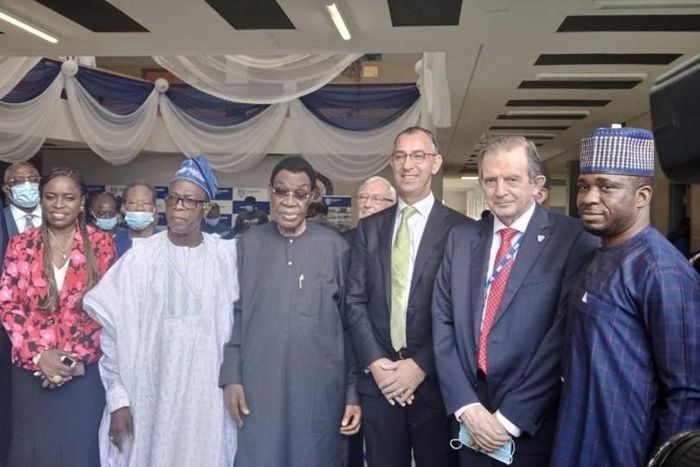 L-R: Corporate Affairs Director, Nigerian Breweries Plc, Mrs. Sade Morgan; Chairman, NB Plc, Chief Kolawole Jamodu; Former Managing Director, NB Plc, Elder Felix Ohiwerei; Board Chairman of The Nigerian Breweries Felix Ohiwerei Education Trust Fund and...