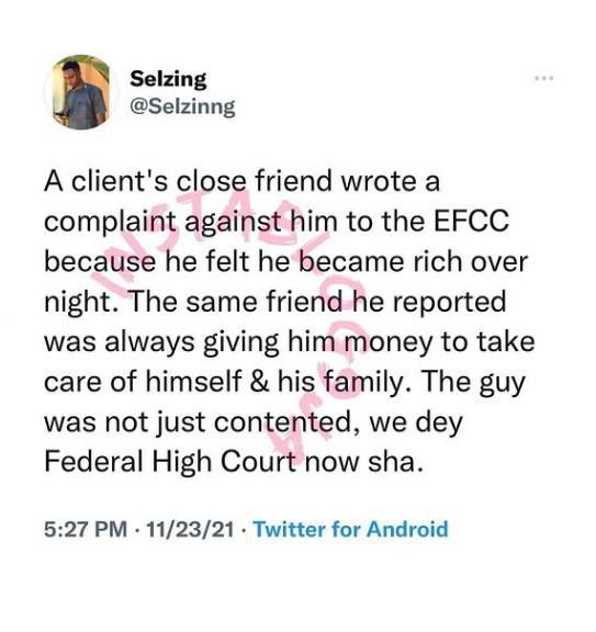 Man reports his close friend to authorities for getting rich overnight