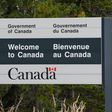 A "Welcome to Canada" sign at the US-Canada border.