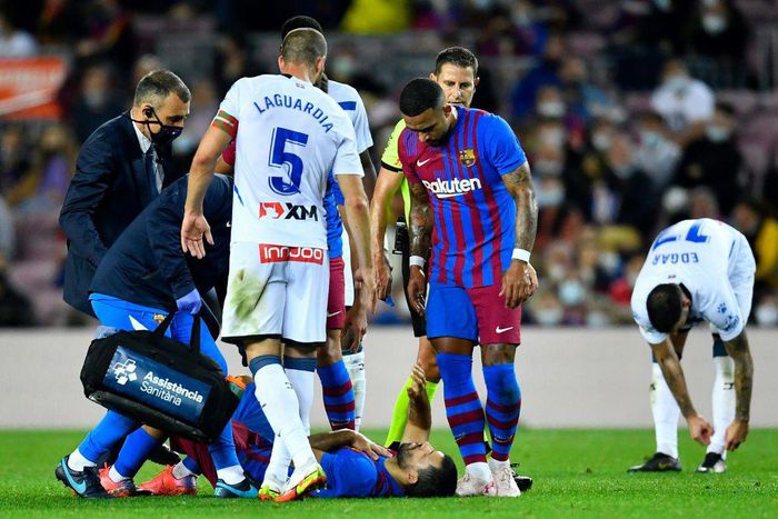 Barcelona's Sergio Aguero was taken to hospital after suffering from breathing problems during the game against Alaves on Saturday.