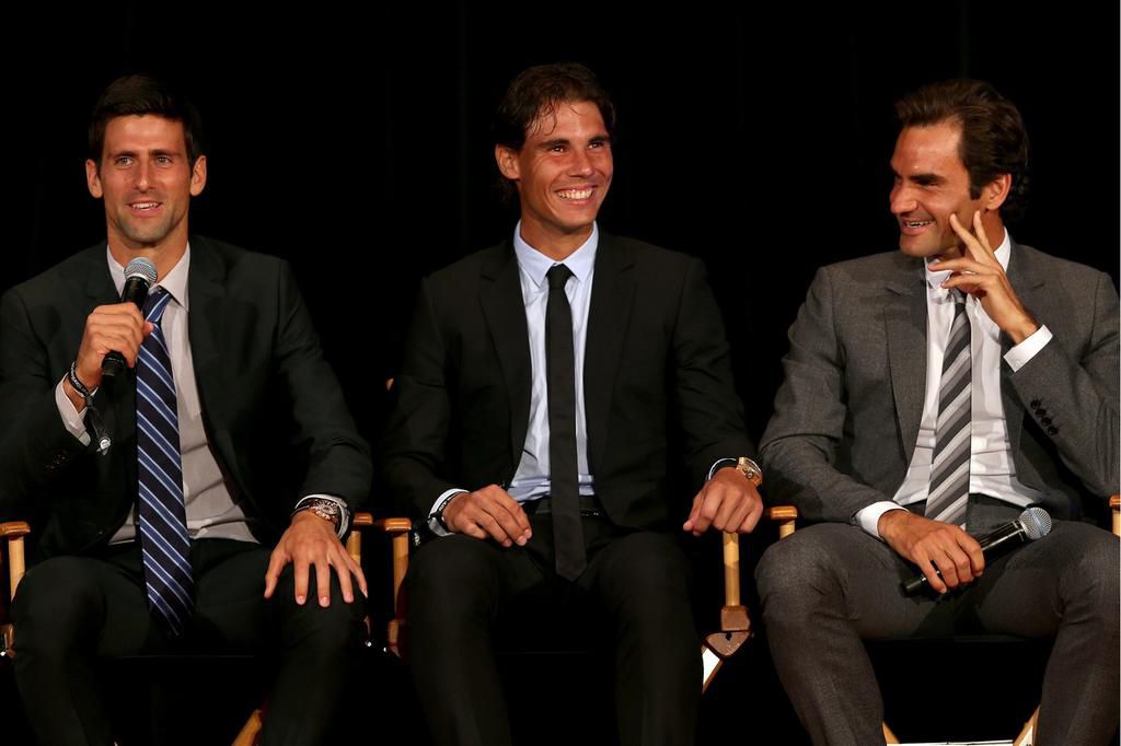 Novak Djokovic, Rafael Nadal, and Roger Federer.