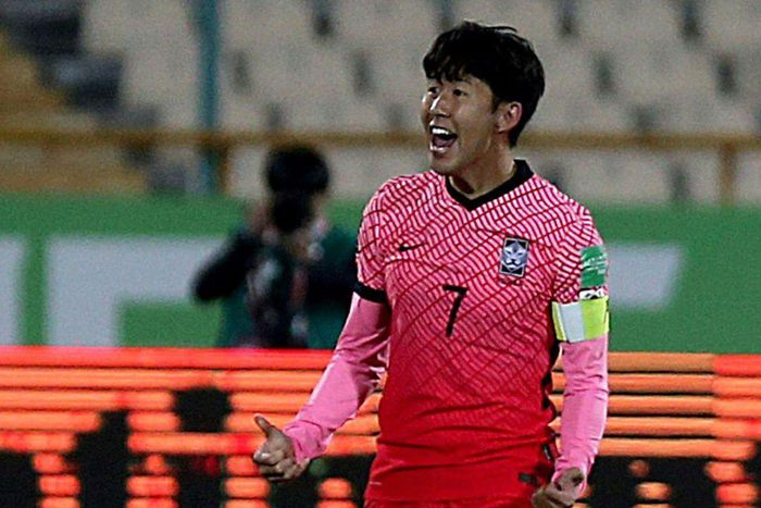 Son Heung-min, seen here celebrating after scoring against Iran in a 1-1 draw last month, will play in front of a full house at home to the UAE in World Cup qualifying on Thursday