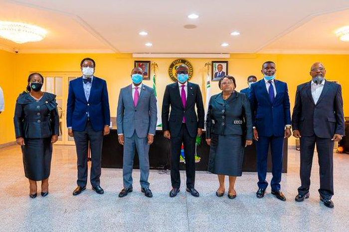 Governor Babajide Sanwo-Olu  inaugurates an 8-man Judicial Panel of Inquiry and Restitution which will receive and investigate complaints of police brutality in Lagos. [Twitter/@jidesanwoolu]