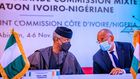 Vice President Yemi Osinbajo (L) and Ivorian Prime Minister, Patrick Achi (R) at the 2nd-session of the joint commission between Cote D'Ivoire and Nigeria in Abidjan. [Presidency]