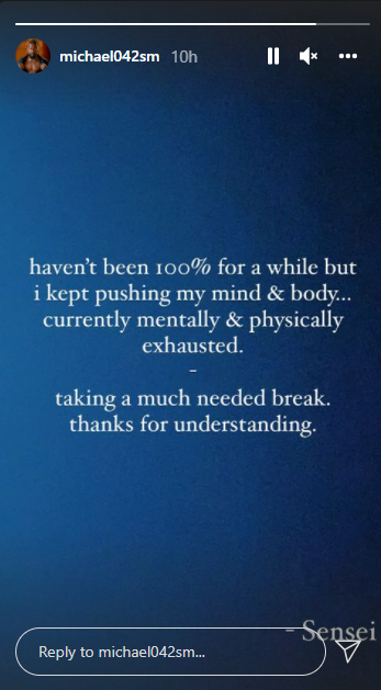 The reality TV  star says he is taking a break to rest and recoup.