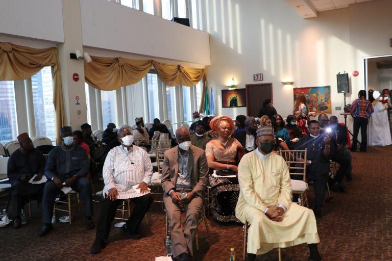 Left- Consul-General of Nigeria in New York, Amb. Lot Egopija; Permanent Representative of Nigeria to the UN, Prof. Tijjani Muhammad-Bande and Minister of State for Foreign Affairs, Amb. Zubairu Dada at the cultural show hosted by the Nigeria Consulate...