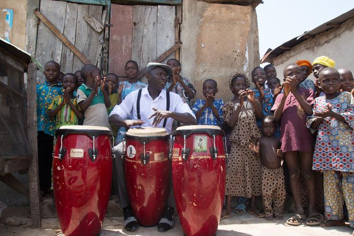 Lekan Babalola with the Bongo drums