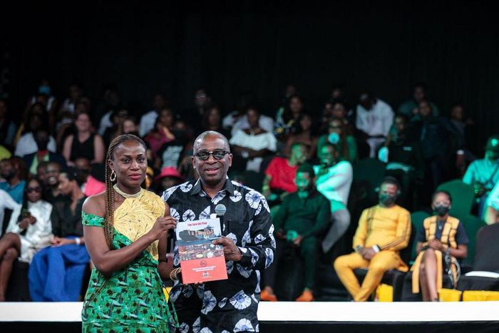 Omoyemi Akerele and Olusegun Awolowo at the Lagos Fashion Week [instagram/lagosfashionweek]