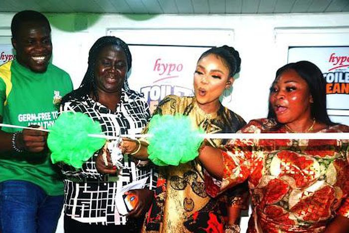 Chidera Anele, Brand Manager, Hypo Toilet Cleaner, Mrs. Balogun Omoyeni, Deputy Director, Sanitation Sevices Department, Lagos Ministry of Environment and Water Resources, Iyabo Ojo, Nollywood Actress, Mrs. Damilola Odeleke, Iya Oloja, Kiibati Mall, Ok...