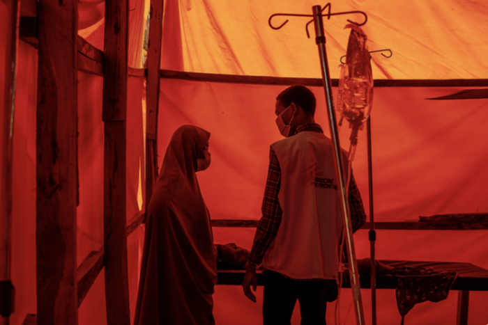 A 10-year-old cholera patient receiving treatment at a centre in Kano [Hussein Amri- MSF]