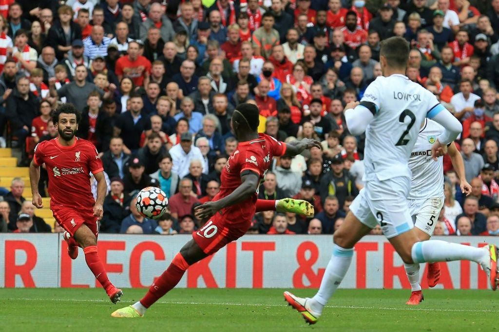 Sadio Mane (centre)struck his first goal of the season for Liverpool