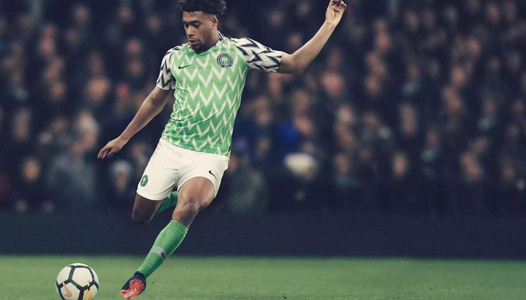 Alex Iwobi in the new Super Eagles jersey for the 2018 World Cup in Russia