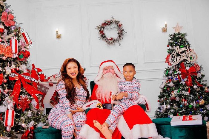 Nigerian movie star Tonto Dikeh and her son, King. [Instagram/TontoDikeh]