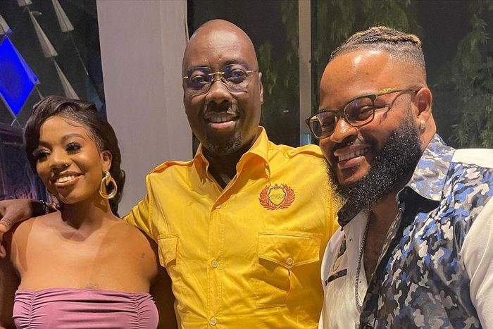 Billionaire businessman Obi Cubana flanked by Whitemoney and Angel [Instagram/ObiCubana]