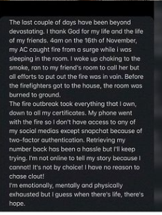 BBNaija's JMK breaks silence after losing properties to fire