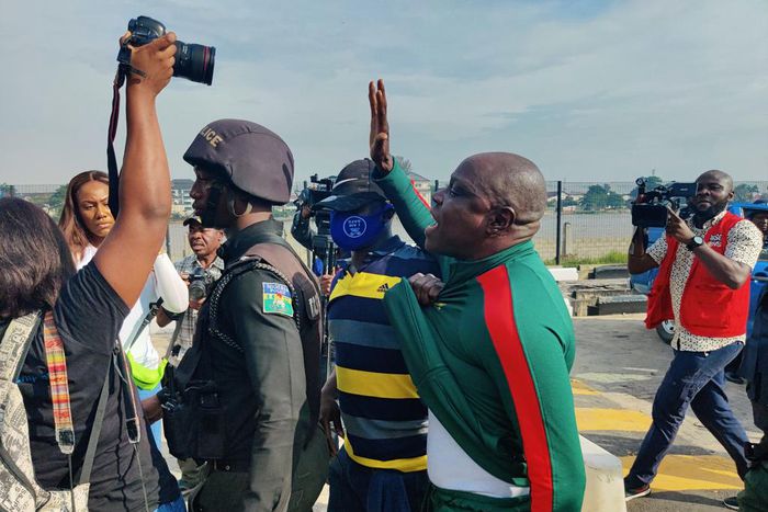 An #EndSARS protester arrested in Lagos on October 20, 2021