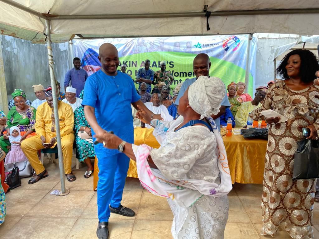 Hon Akin Alabi with members of his constituency