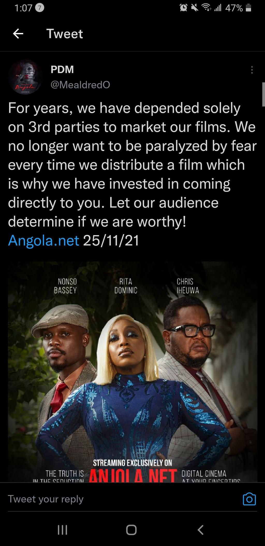 La Femme Anjola to premiere on streaming platform [Twitter/mealdredo]