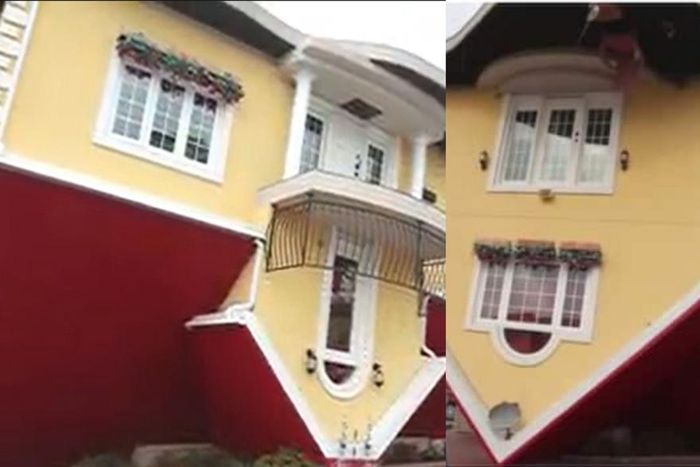 Man builds house upside down; everything inside is turned upside down (video)