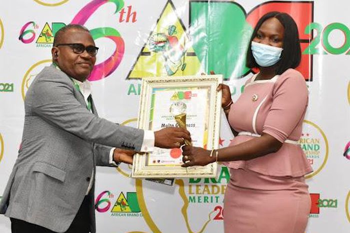 Malta Guinness receiving the Africa’s Best Premium Quality Non-Alcoholic Malt Drink of the year