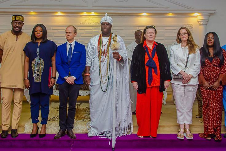 L-R - Bada Akintunde-Johnson (Country Manager, ViacomCBS Networks Africa), Inya Lawal (Secretary, WIFTI), Carl Michael (Swedish Ambassador to Nigeria), HRM Ogunwusi Adeyeye Enitan (the 51st Ooni of Ife), Helene Granqvist (WIFTI President), Nicole Acker...