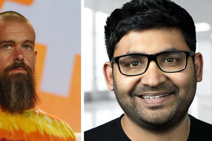 Jack Dorsey (left) says Parag Agrawal (right) was his choice as new CEO