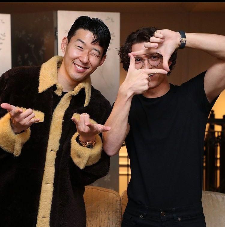 Tom Holland & Son Heung Min (Tottenham Instagram)