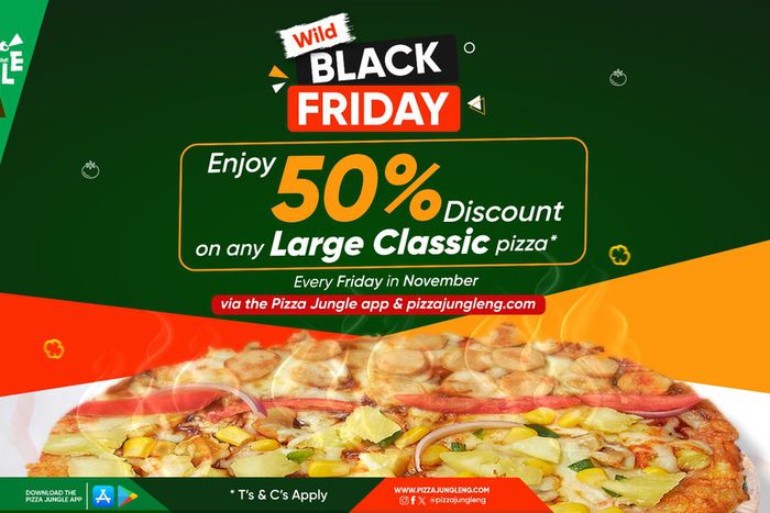 Get 50% off Large Pizzas every Friday in November with Pizza Jungle’s Black Friday Promo
