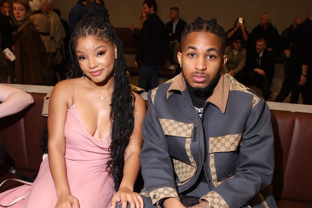 Halle Bailey and DDG are seen at the Gucci show during Milan Fashion Week Fall/Winter 2023/24 on February 24, 2023.Daniele Venturelli/Getty Images for Gucci