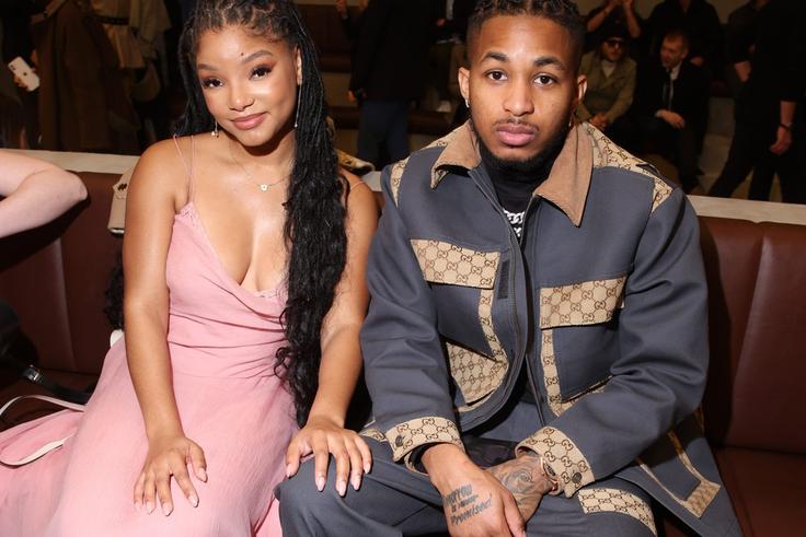 Halle Bailey and DDG are seen at the Gucci show during Milan Fashion Week Fall/Winter 2023/24 on February 24, 2023.Daniele Venturelli/Getty Images for Gucci