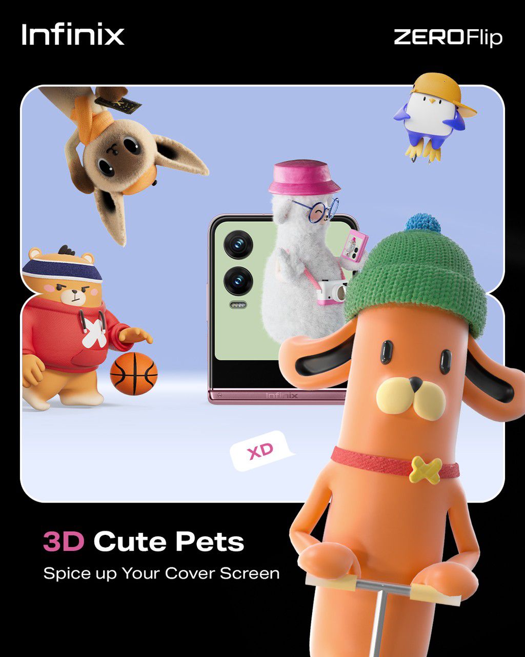 X6962 ZERO flip, 3D Cute Pets