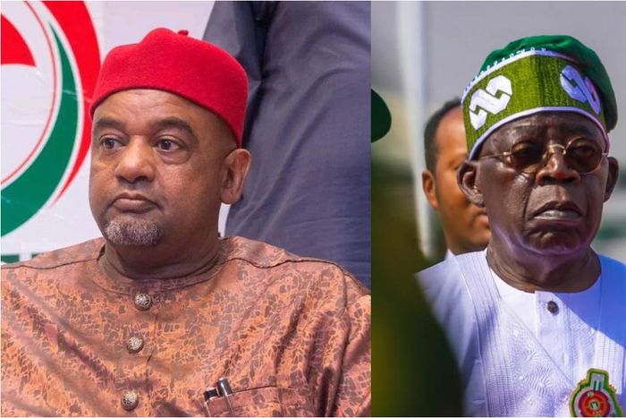 L-R: Acting PDP chairman, Ambassador Umar Damagum and President Bola Tinubu. [Facebook/X, formerly Twitter].