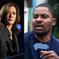 L-R: INEC Chairman, Mahmood Yakubu, US Vice President Kamala Harris and rights activist, Deji Adeyanju. [Getty Images/Facebook]