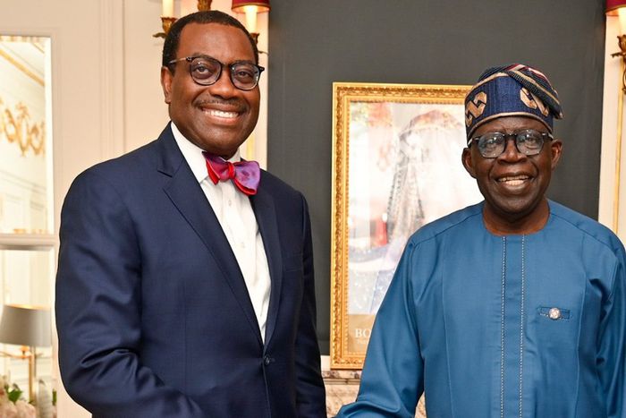 L-R: President of the African Development Bank (AfDB) Akinwumi Adesina and Nigeria's President Bola Tinubu. [X, formerly Twitter]