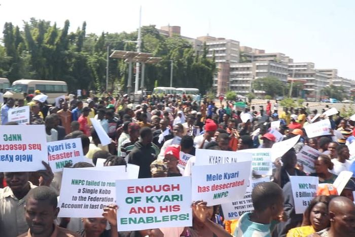 Streams of protesters at the three arm zone in Abuja on Tuesday, November 5. [Original]
